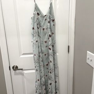 Turquoise Floral Sleeveless Maxi Dress